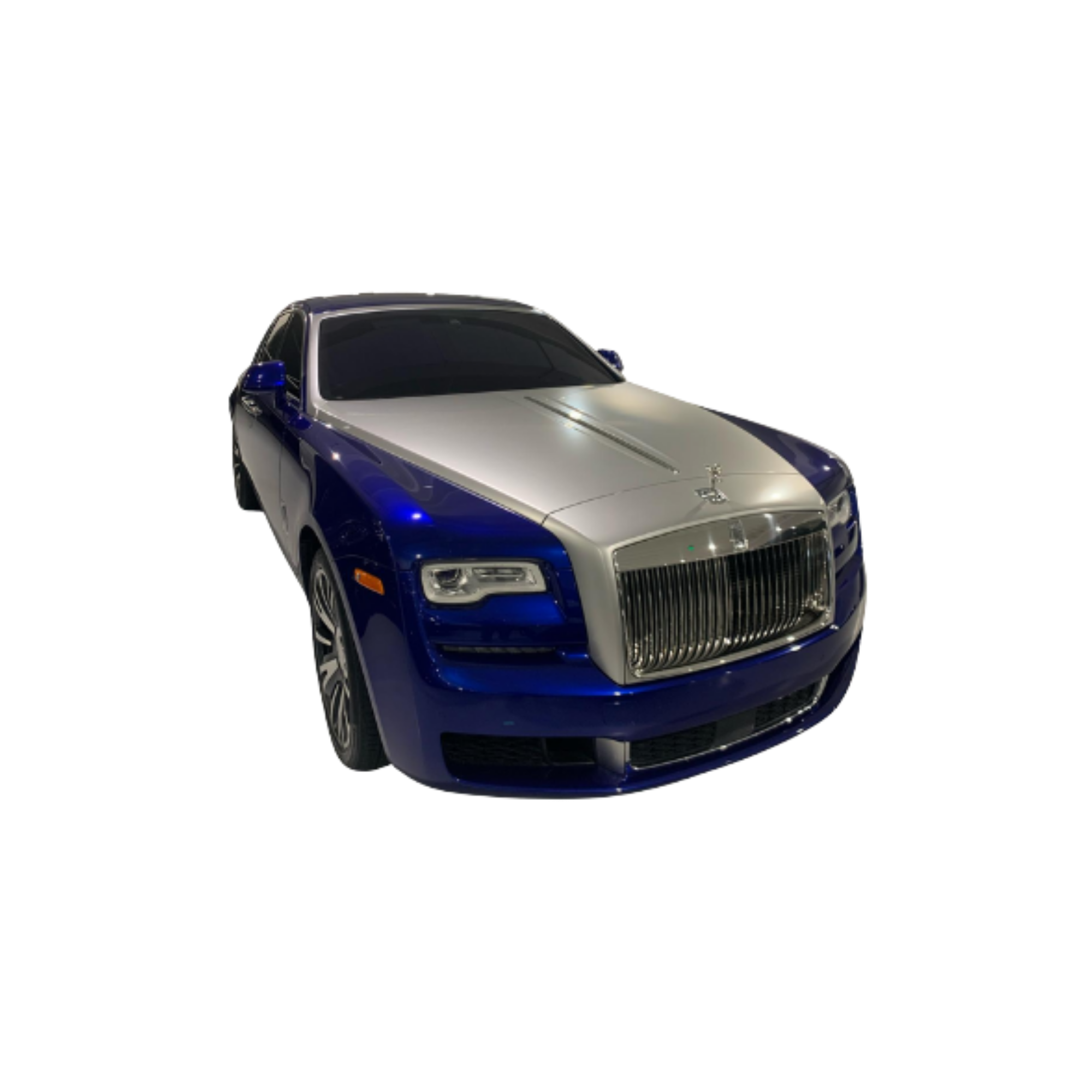 Blue and White Rolls Royce Ghost