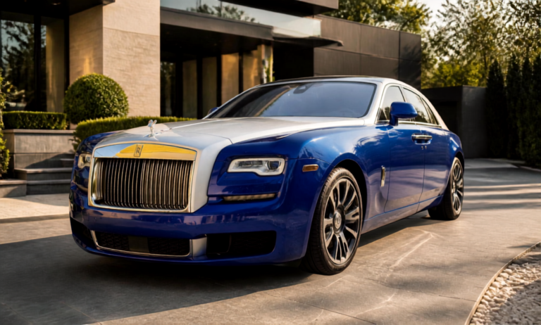 Blue and White Rolls Royce Ghost